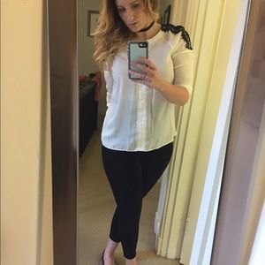BRIXON IVY (Stitch Fix) Cream / Black Lace Blouse
